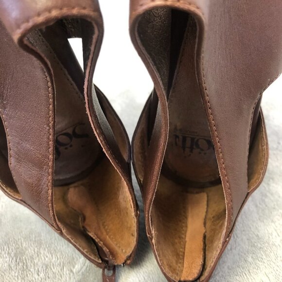 Sofft Pavia Brown Metallic Leather Peep Toe T-Strap Heels Size 8.5 - Picture 11 of 13